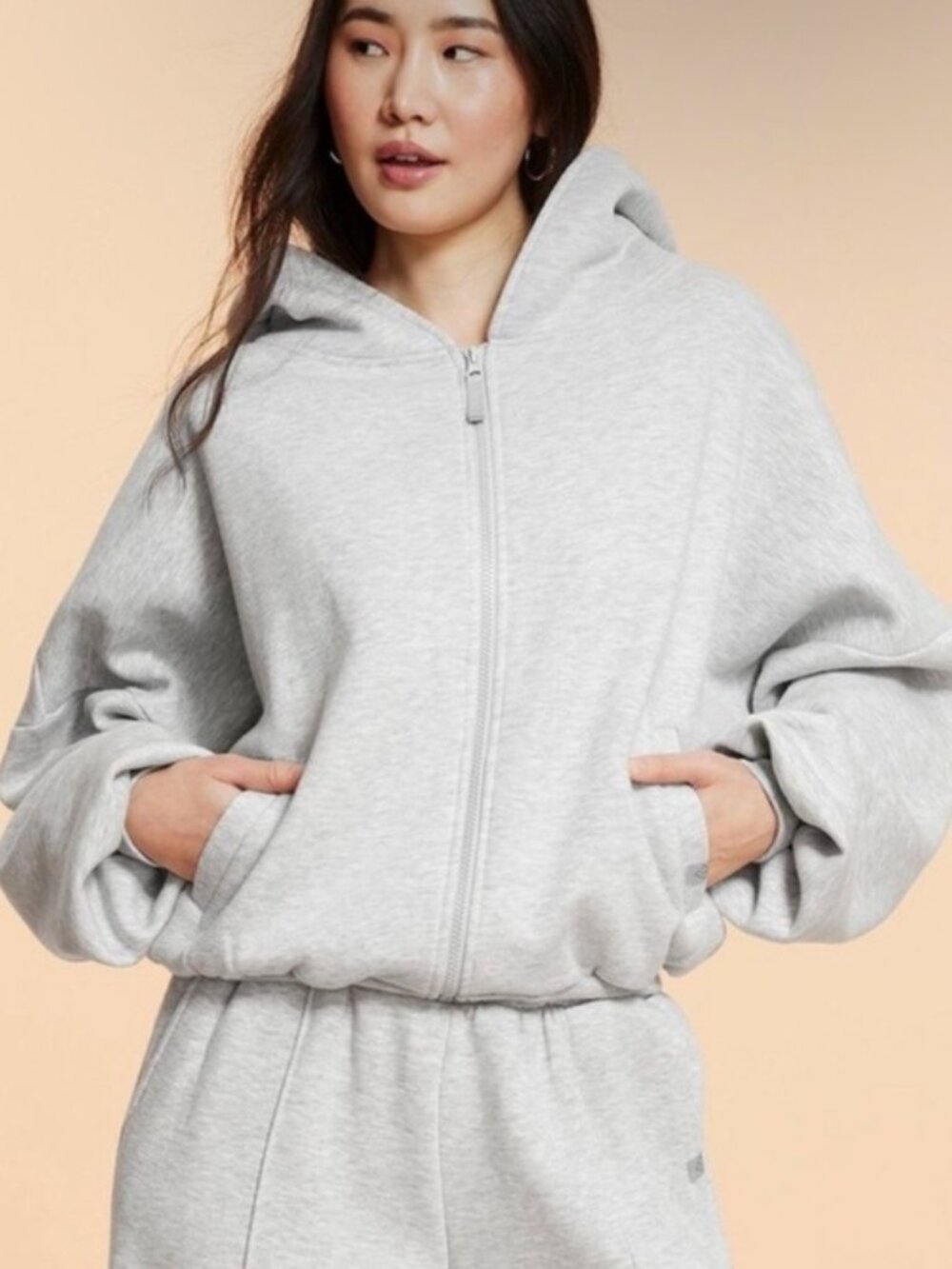 Blogilates byTarget X Women's Light Gray Marshmallow Zip Hoodie.